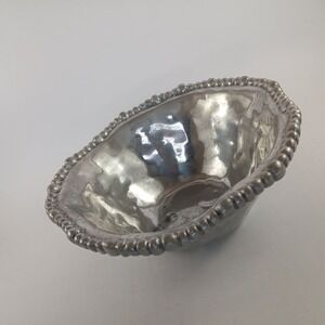 Beatriz Ball Pewter Pearl Metal Medium Boho Salad Silver 8"x3"
